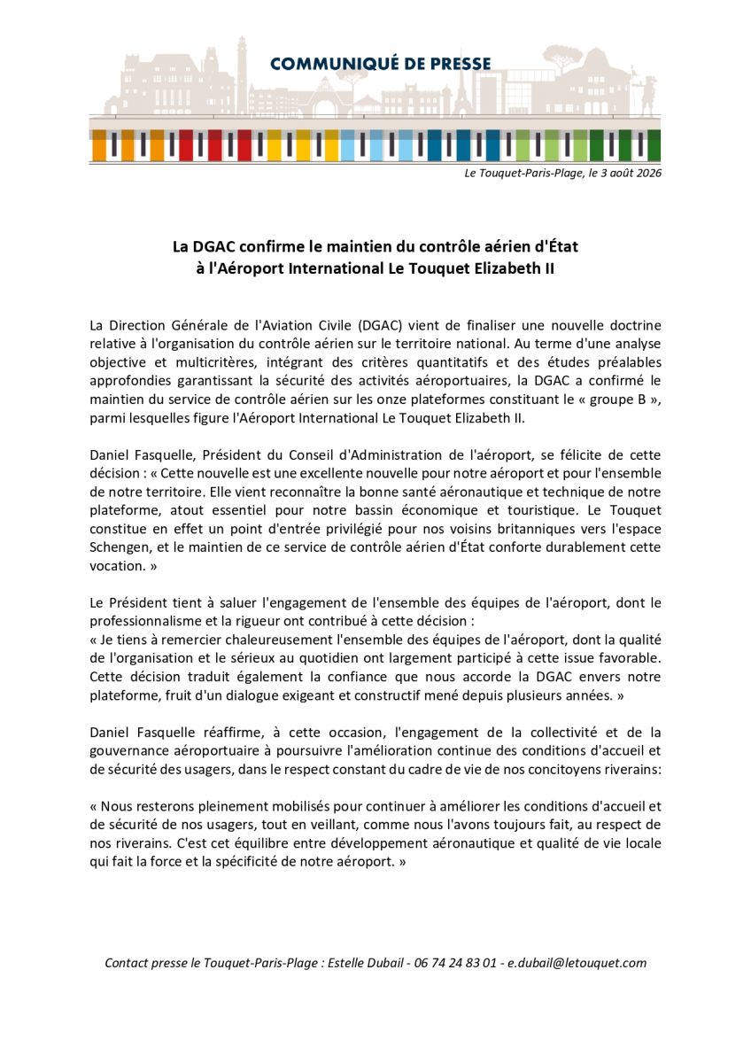 Communiqué de Presse : Maintien du contrôle aérien d'État à l'Aéroport